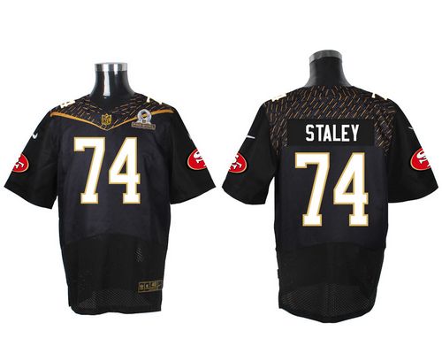 Nike 49ers #74 Joe Staley Black 2016 Pro Bowl Men's Stitched NFL Elite Jersey - Click Image to Close